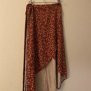 Rust Colored Floral Maxi Skirt